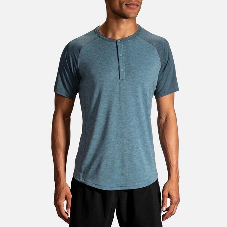 Brooks Cadence Short Sleeve Running Shirt - Men's - Blue (54967-VRFC)